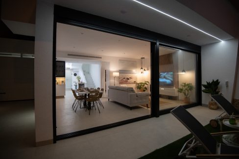 Terrasse Mot Stue Kveldsbelysning