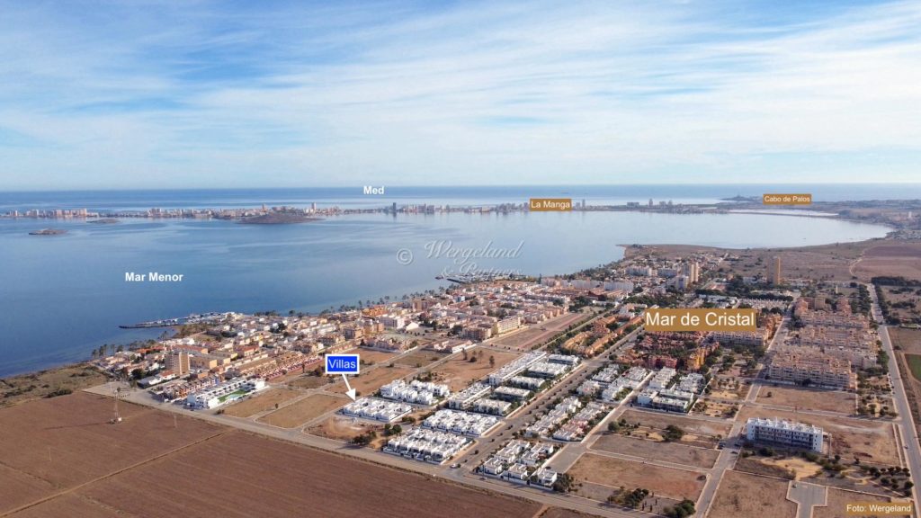 dronebilde mar de cristal villas mot mar Menor
